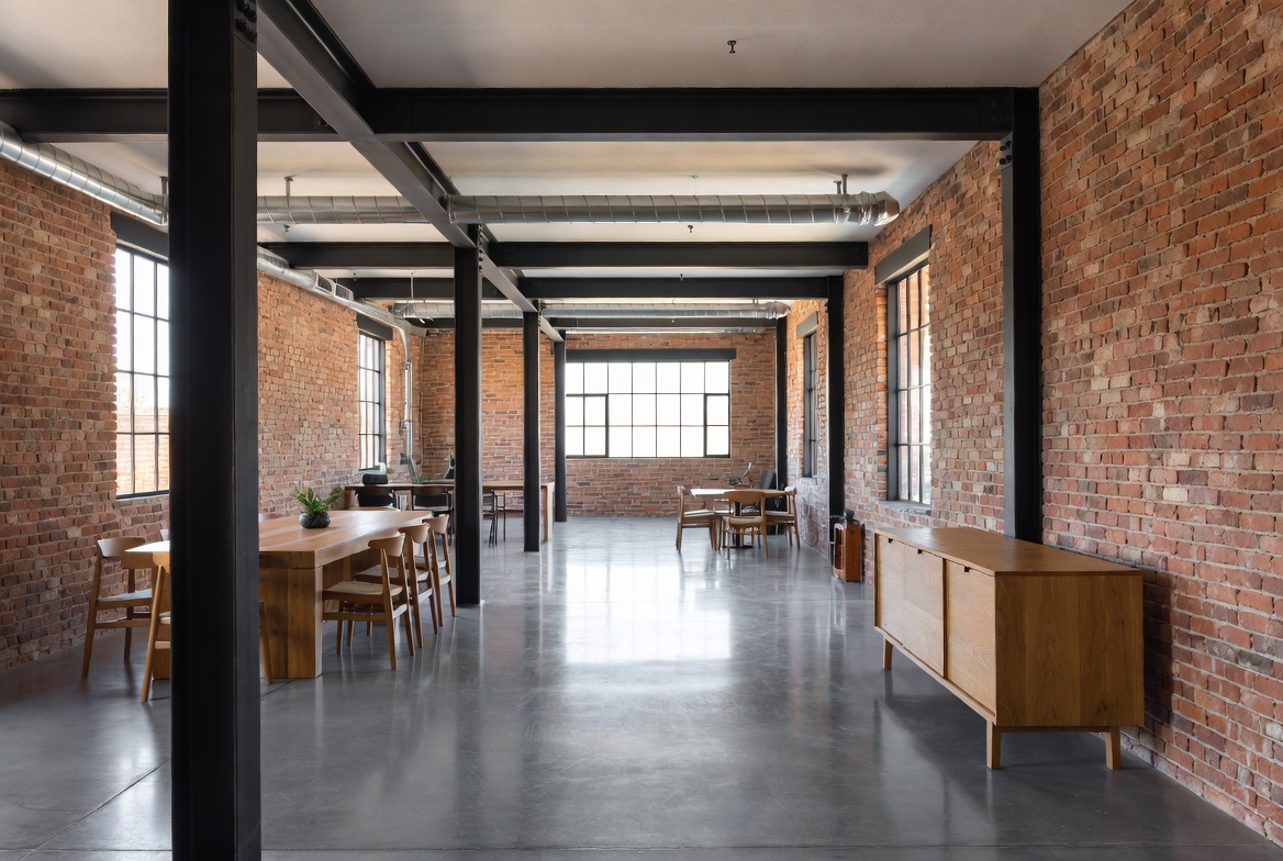 Loft residencial de estilo industrial con ladrillo visto y acero en Málaga