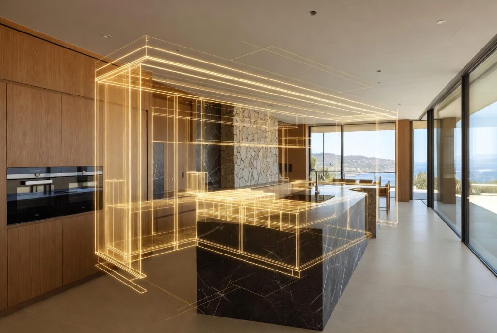 Visualización 3D y render fotorrealista de diseño de interiores para villa de lujo en Marbella por Design & Style